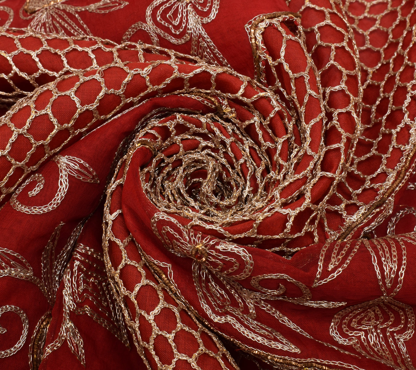 Sushila Vintage Red Indian Dupatta Blend Georgette Silk Long Stole Scarves