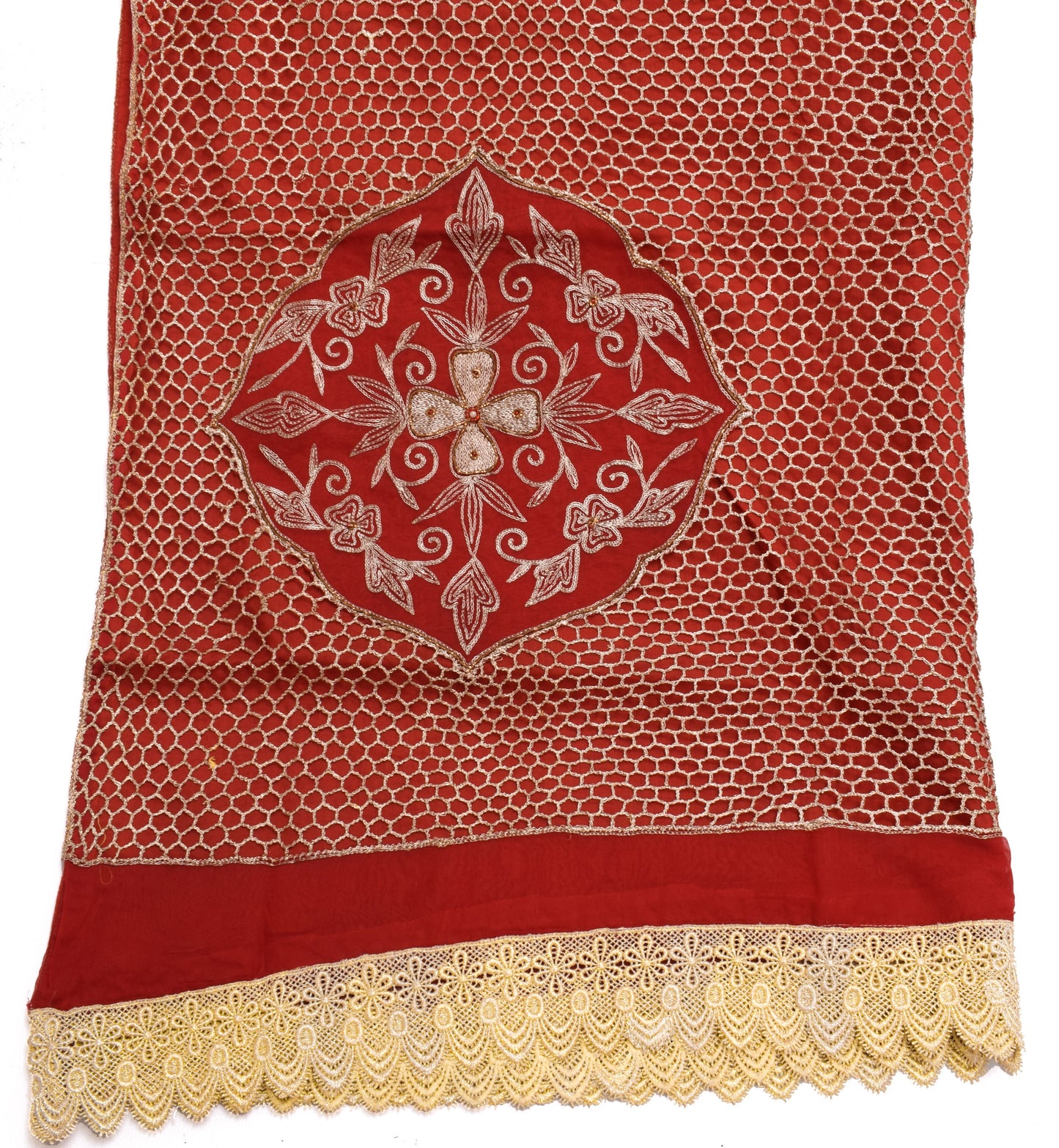 Sushila Vintage Red Indian Dupatta Blend Georgette Silk Long Stole Scarves