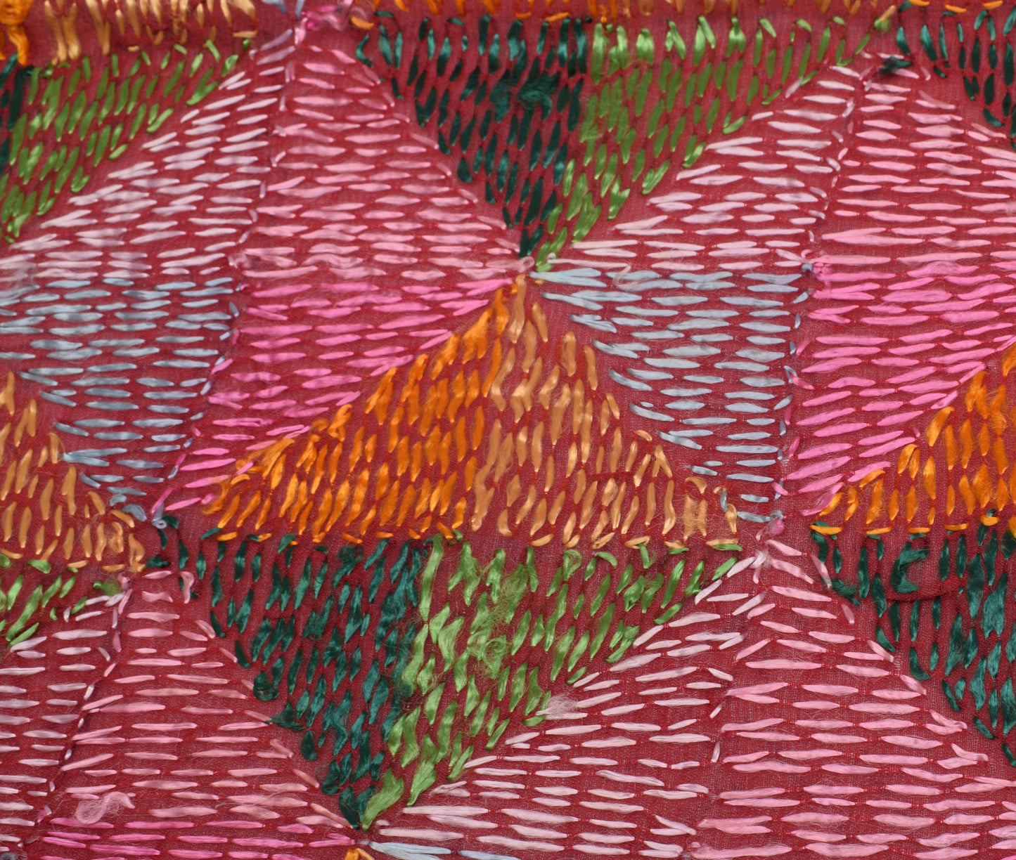 Sushila Vintage Maroon Dupatta Blend Chiffon Phulkari Embroidered Long Stole