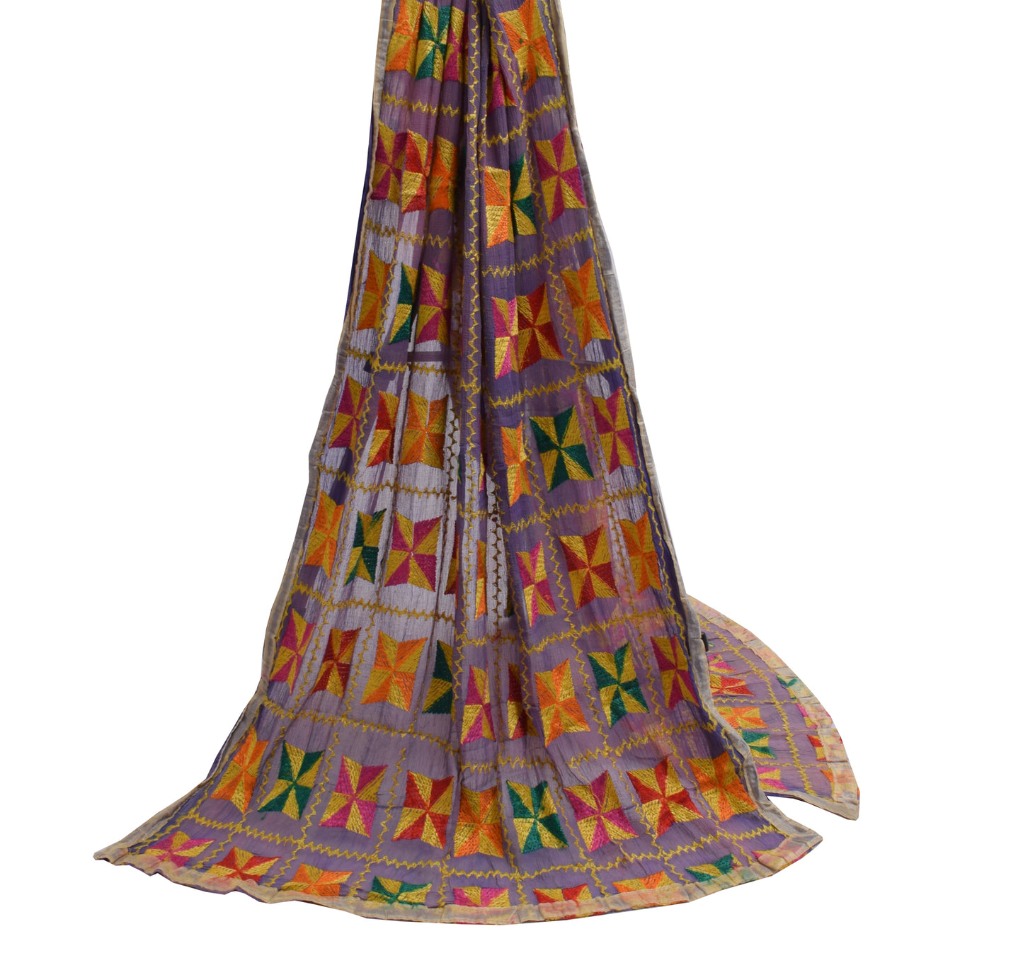Sushila Vintage Lavender Dupatta Blend Chiffon Silk Embroidered Long Stole Wrap