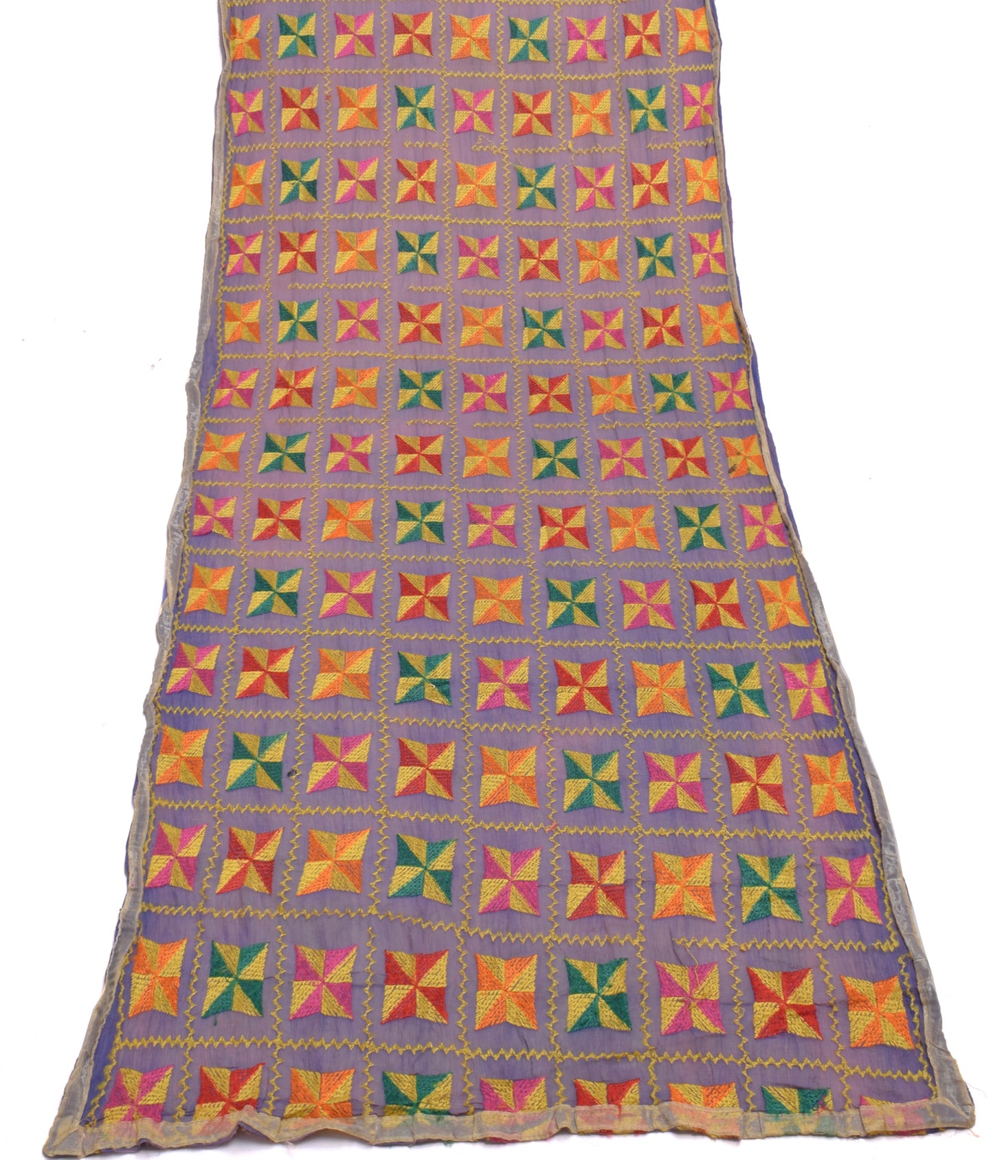 Sushila Vintage Lavender Dupatta Blend Chiffon Silk Embroidered Long Stole Wrap