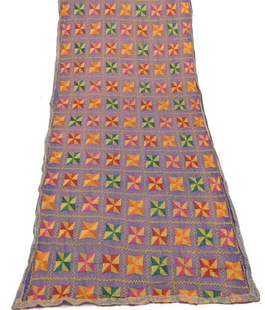 Sushila Vintage Lavender Dupatta Blend Chiffon Silk Embroidered Long Stole Wrap