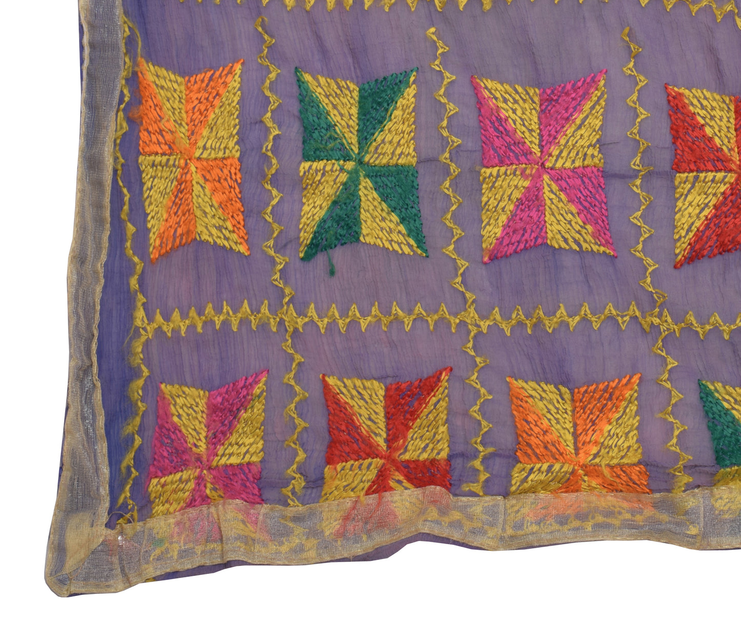Sushila Vintage Lavender Dupatta Blend Chiffon Silk Embroidered Long Stole Wrap
