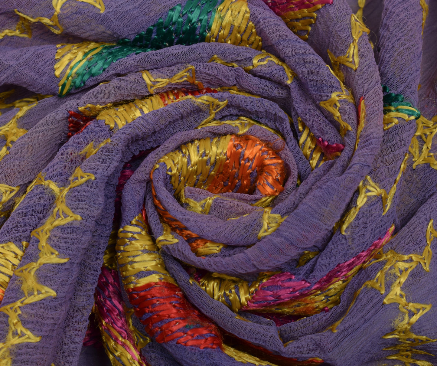 Sushila Vintage Lavender Dupatta Blend Chiffon Silk Embroidered Long Stole Wrap