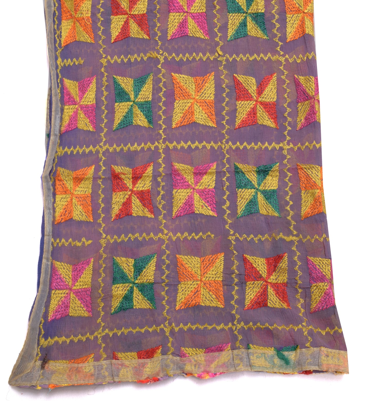 Sushila Vintage Lavender Dupatta Blend Chiffon Silk Embroidered Long Stole Wrap