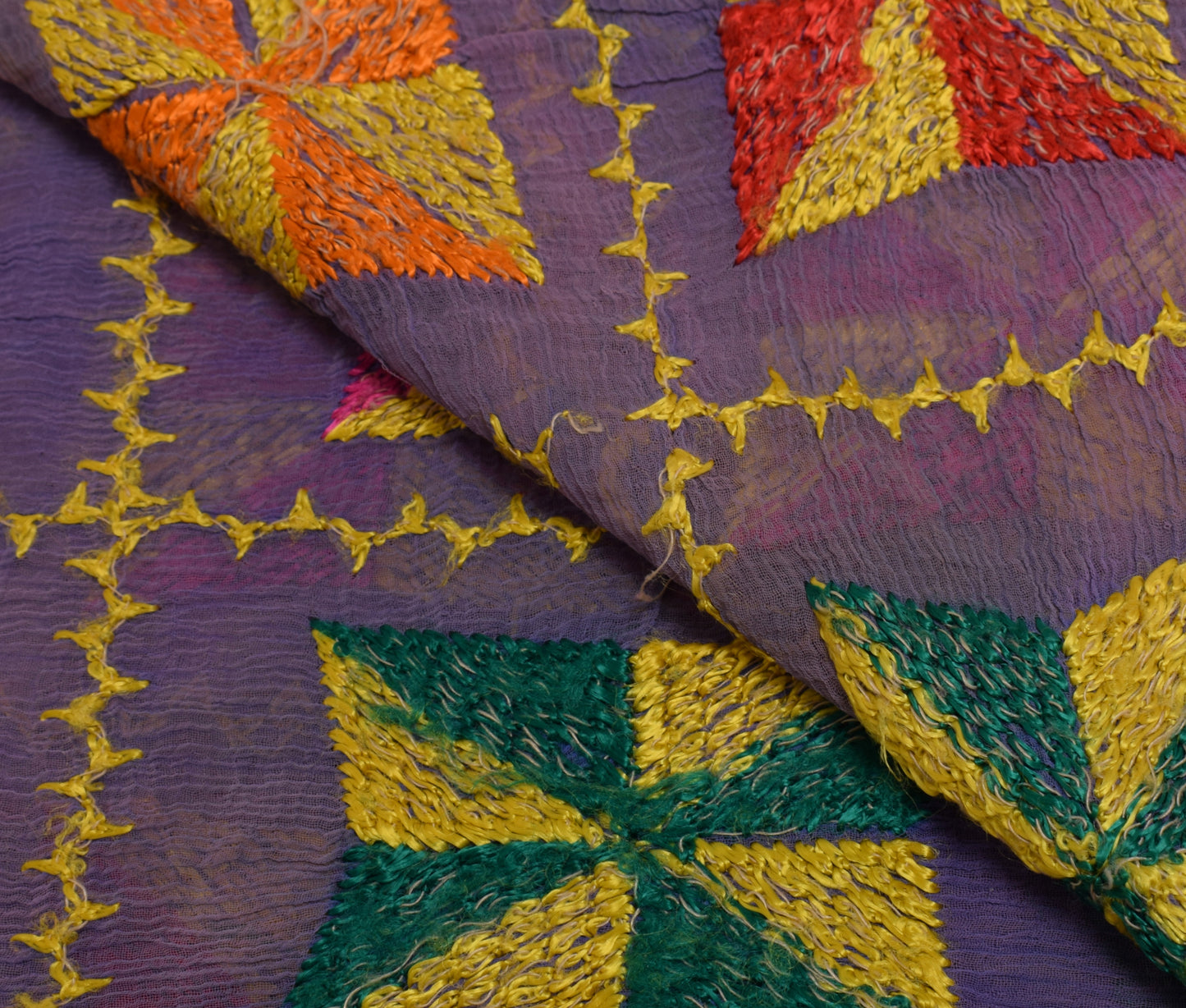 Sushila Vintage Lavender Dupatta Blend Chiffon Silk Embroidered Long Stole Wrap