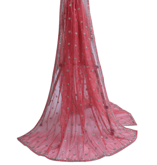 Sushila Vintage Indian Dupatta Net Mesh Beaded Long Stole Veil Scarves Wrap