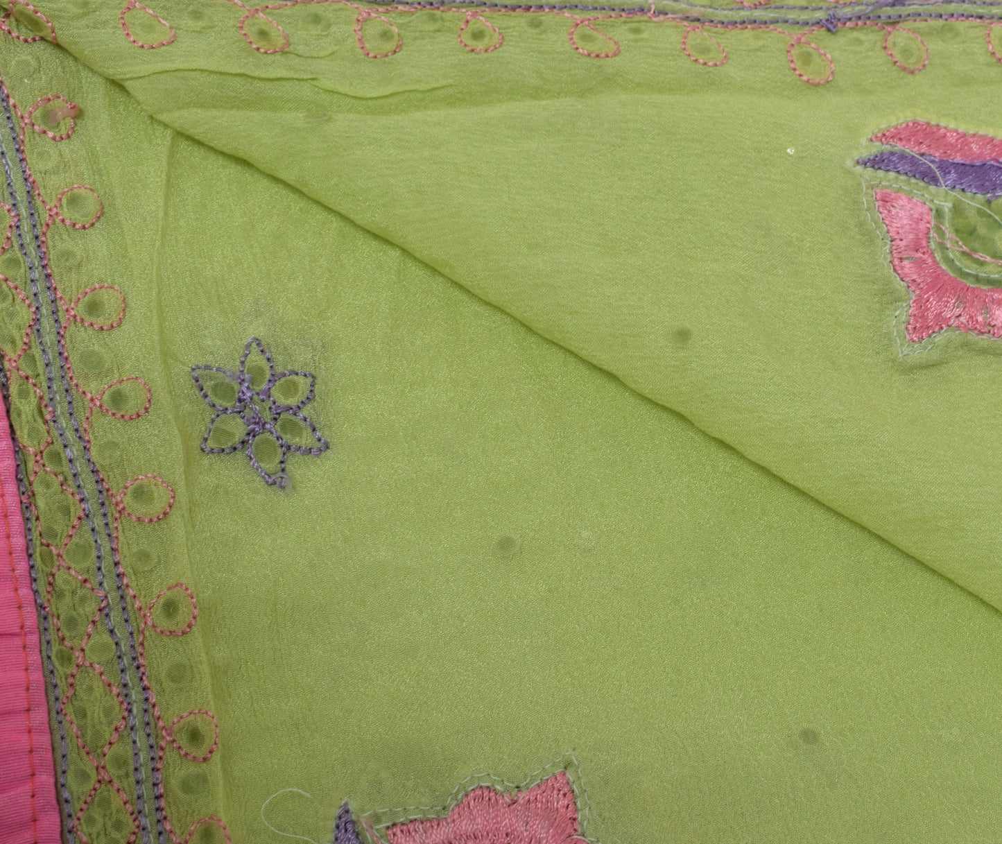 Sushila Vintage Pista Green Dupatta Pure Georgette Silk Embroidered Long Stole
