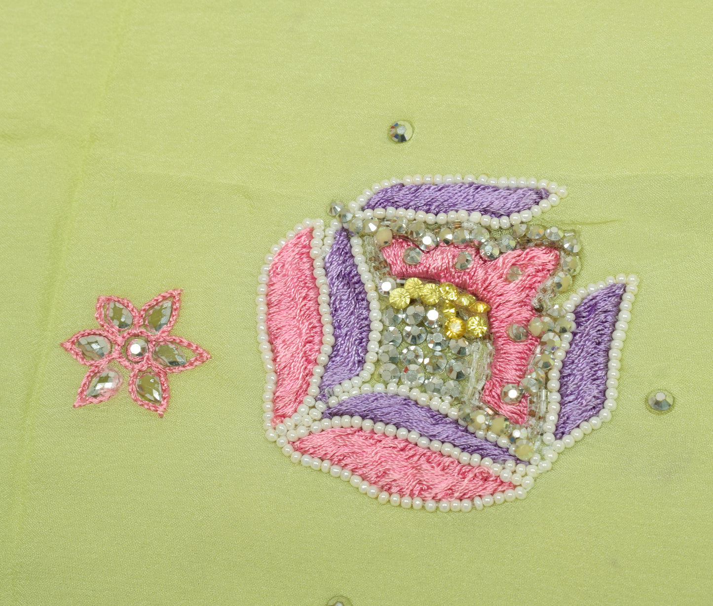 Sushila Vintage Pista Green Dupatta Pure Georgette Silk Embroidered Long Stole