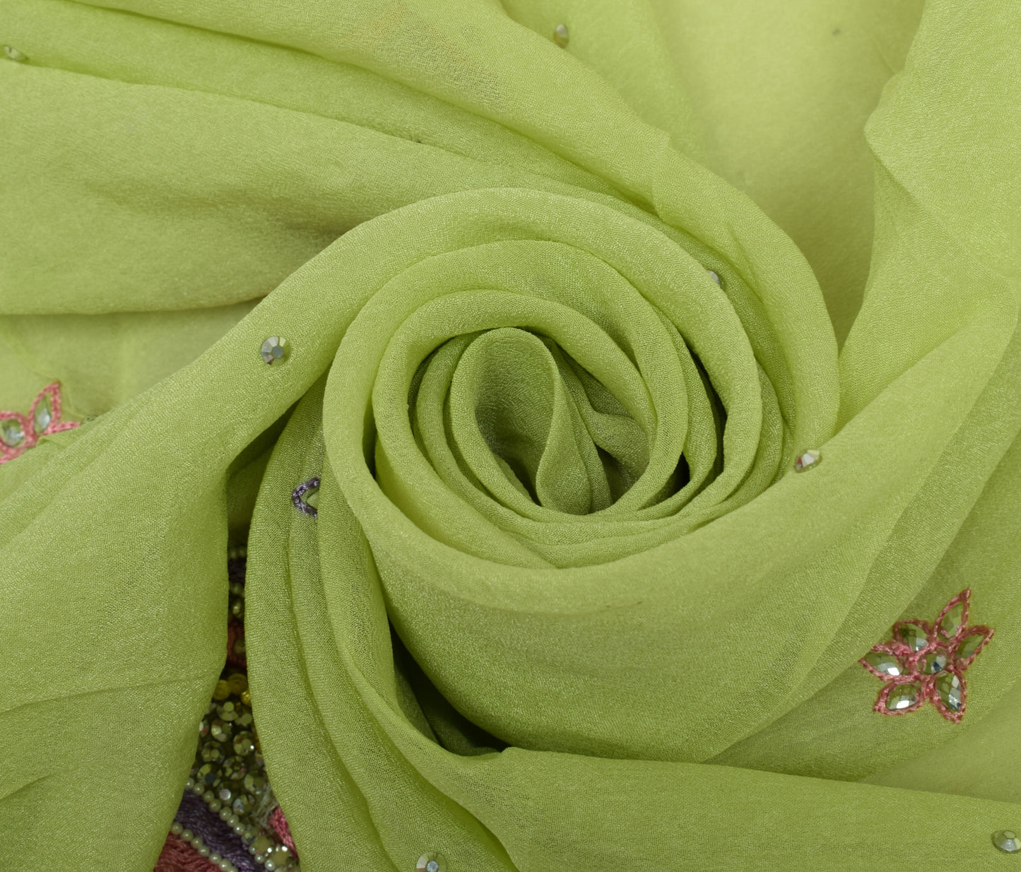 Sushila Vintage Pista Green Dupatta Pure Georgette Silk Embroidered Long Stole