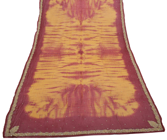 Sushila Vintage Mustard Dupatta Pure Georgette Silk Hand Beaded Long Stole Hijab