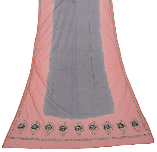 Sushila Vintage Black Dupatta Net Mesh Hand Beaded Long Stole Veil Scarves