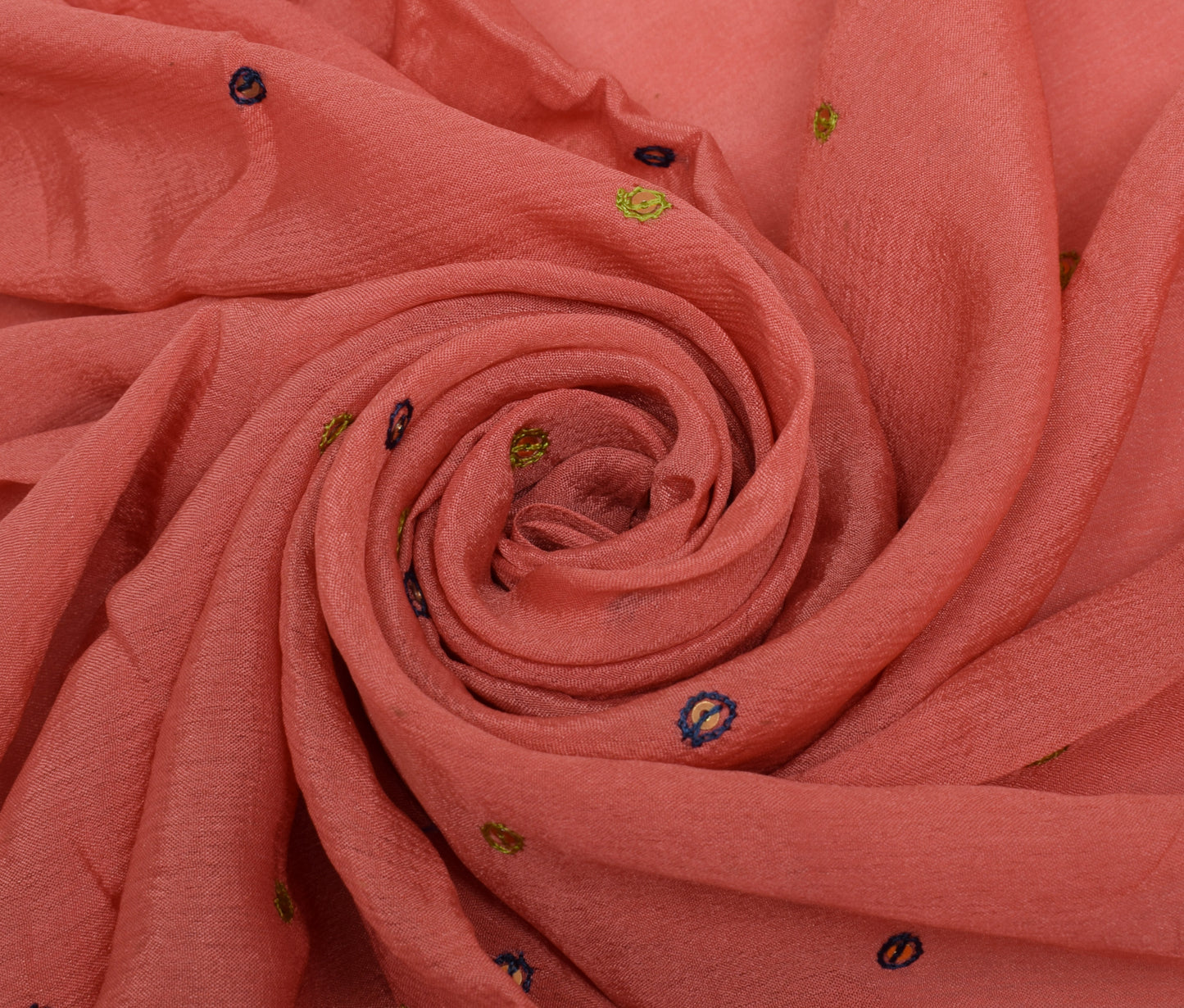 Sushila Vintage Peach Dupatta Pure Chiffon Hand Beaded Long Stole Veil Scarves