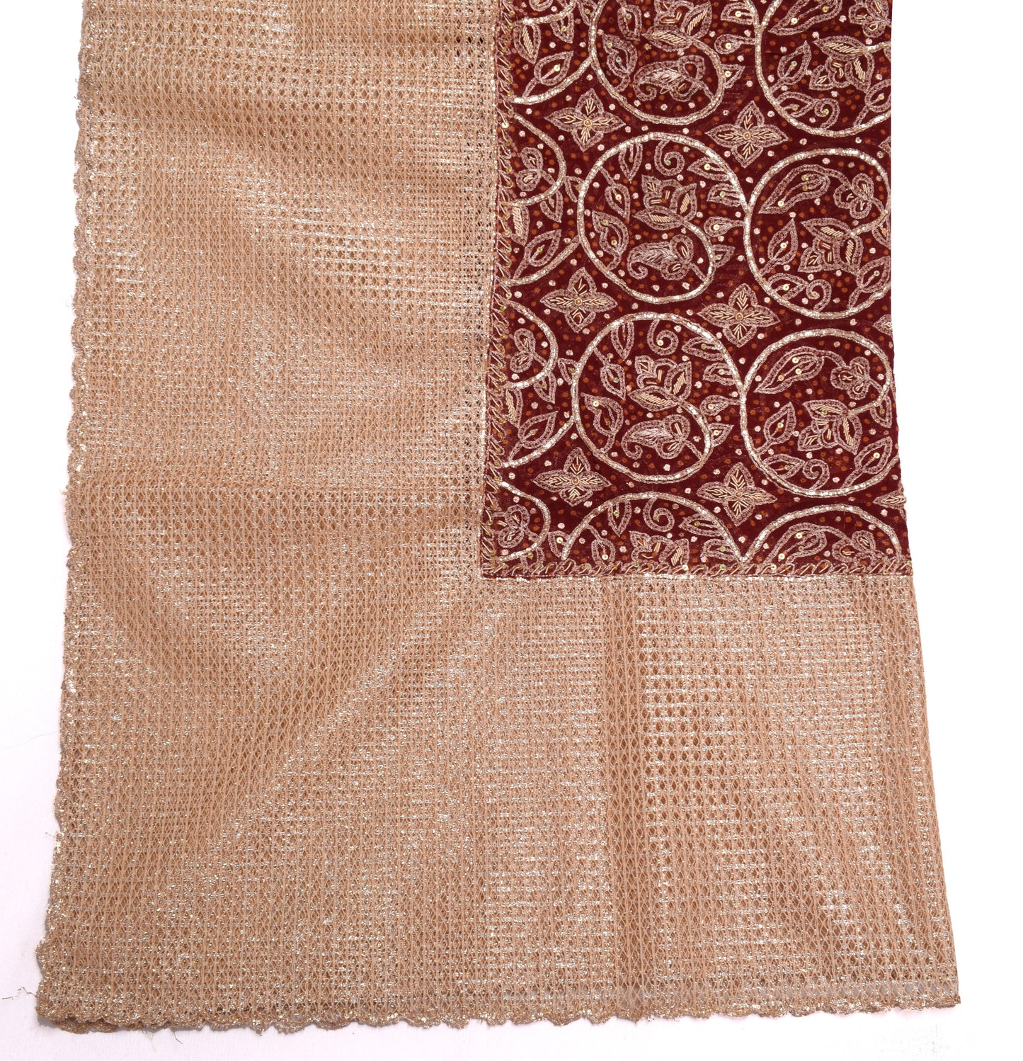 Sushila Vintage Maroon Dupatta Blend Georgette Silk Hand Beaded Long Stole Wrap