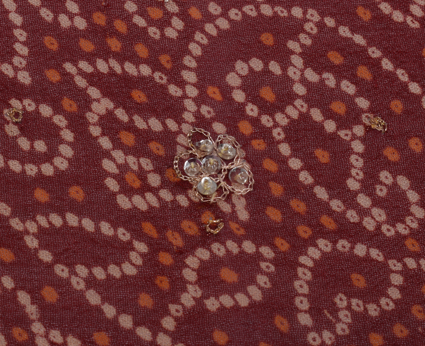 Sushila Vintage Maroon Dupatta Blend Georgette Hand Beaded Long Stole Veil
