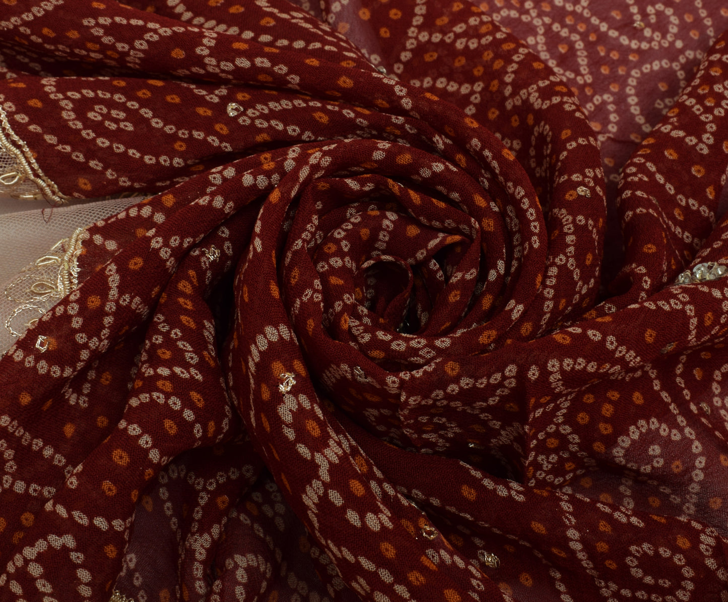 Sushila Vintage Maroon Dupatta Blend Georgette Hand Beaded Long Stole Veil