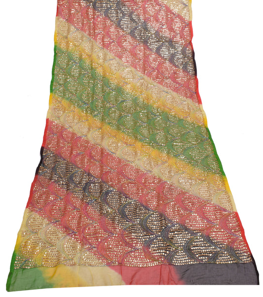 Sushila Vintage Multi-Color Dupatta Blend Chiffon Silk Embroidered Long Stole