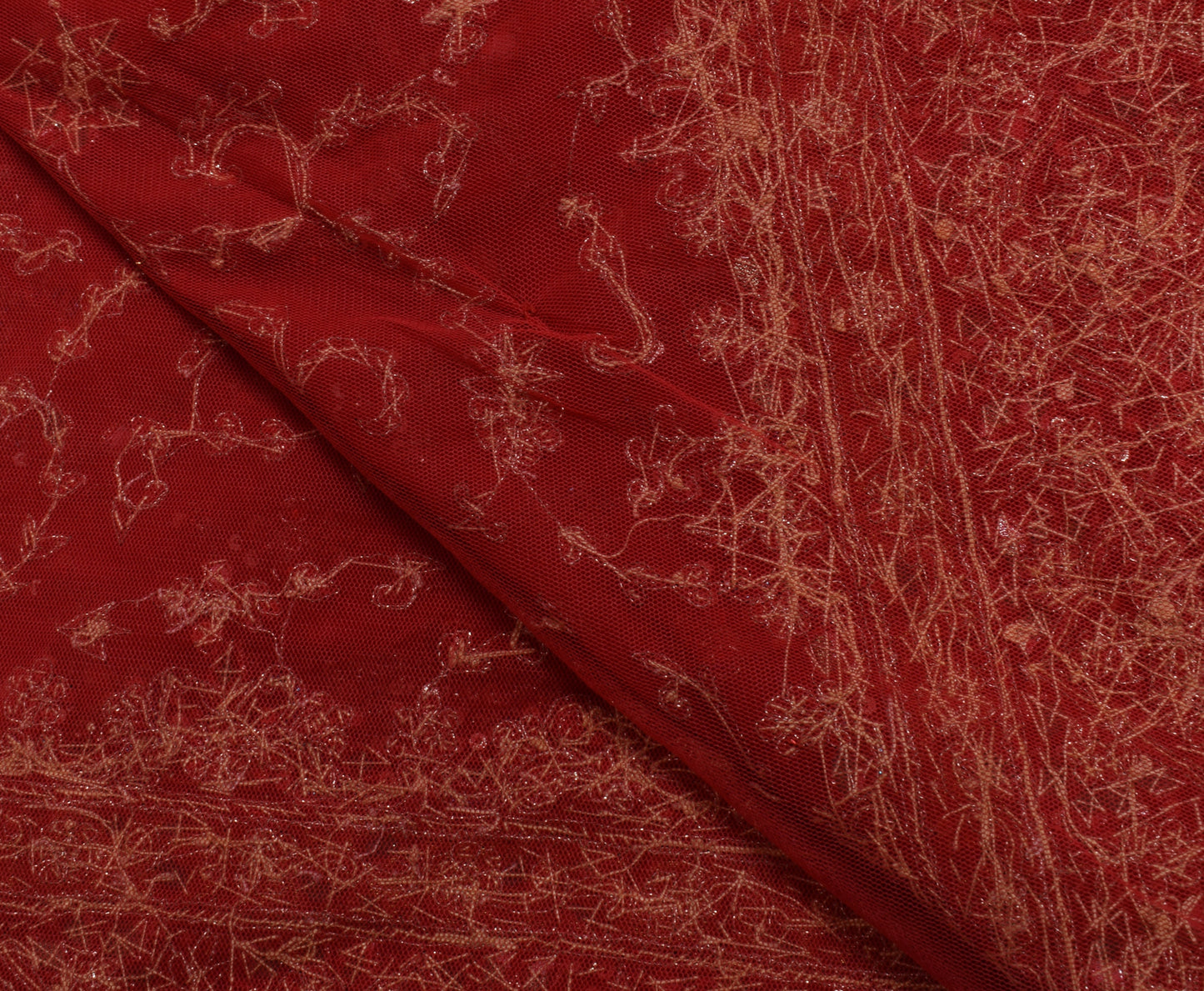 Sushila Vintage Red HEAVY Dupatta Blend Georgette Silk Hand Beaded Long Stole