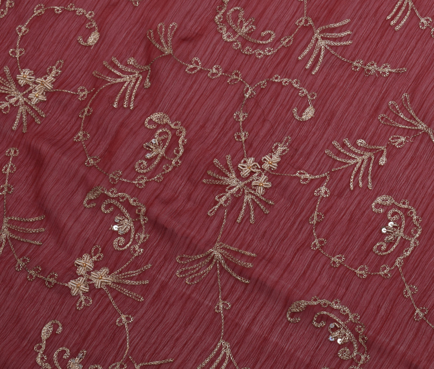 Sushila Vintage Maroon Dupatta Blend Chiffon Silk Embroidered Long Stole Veil