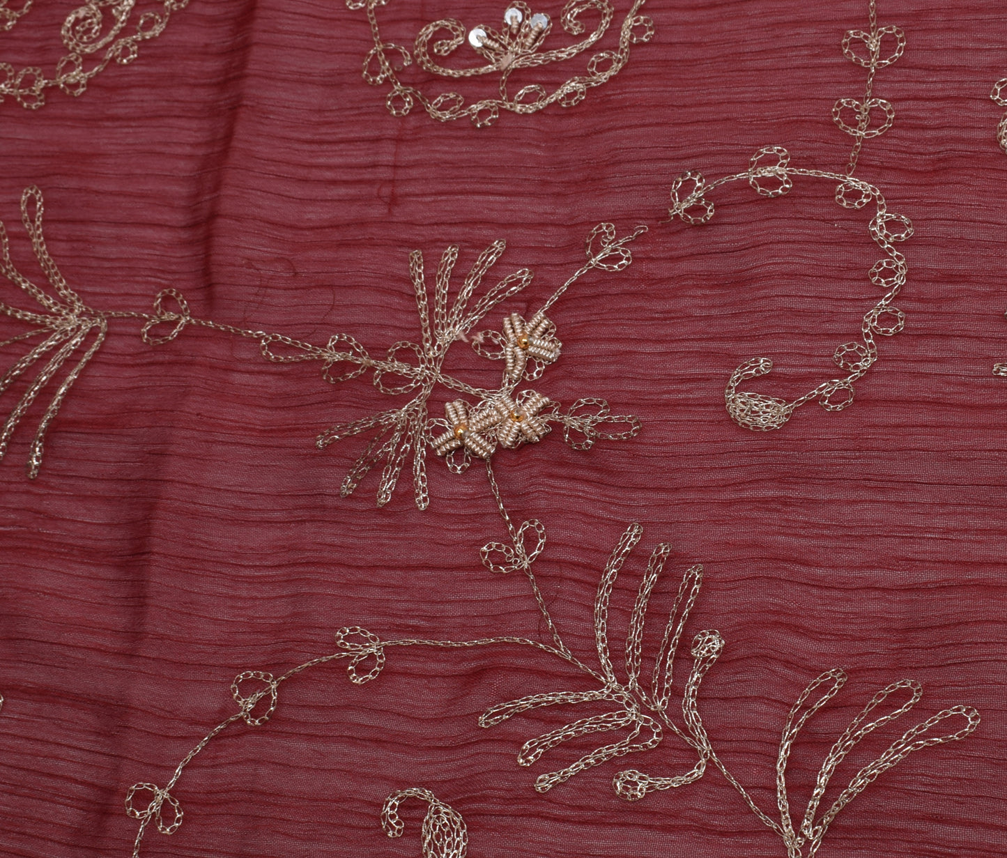 Sushila Vintage Maroon Dupatta Blend Chiffon Silk Embroidered Long Stole Veil