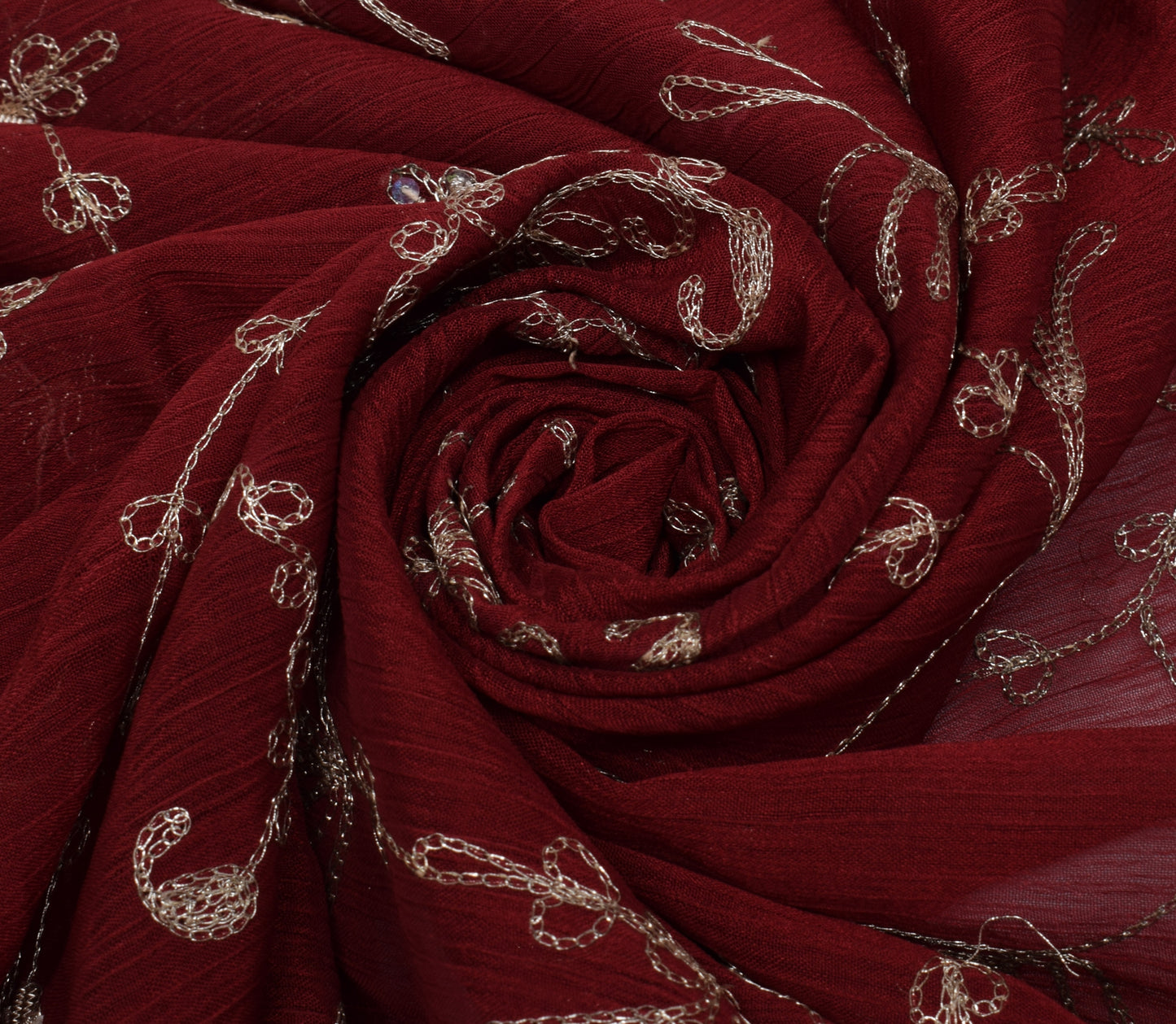 Sushila Vintage Maroon Dupatta Blend Chiffon Silk Embroidered Long Stole Veil
