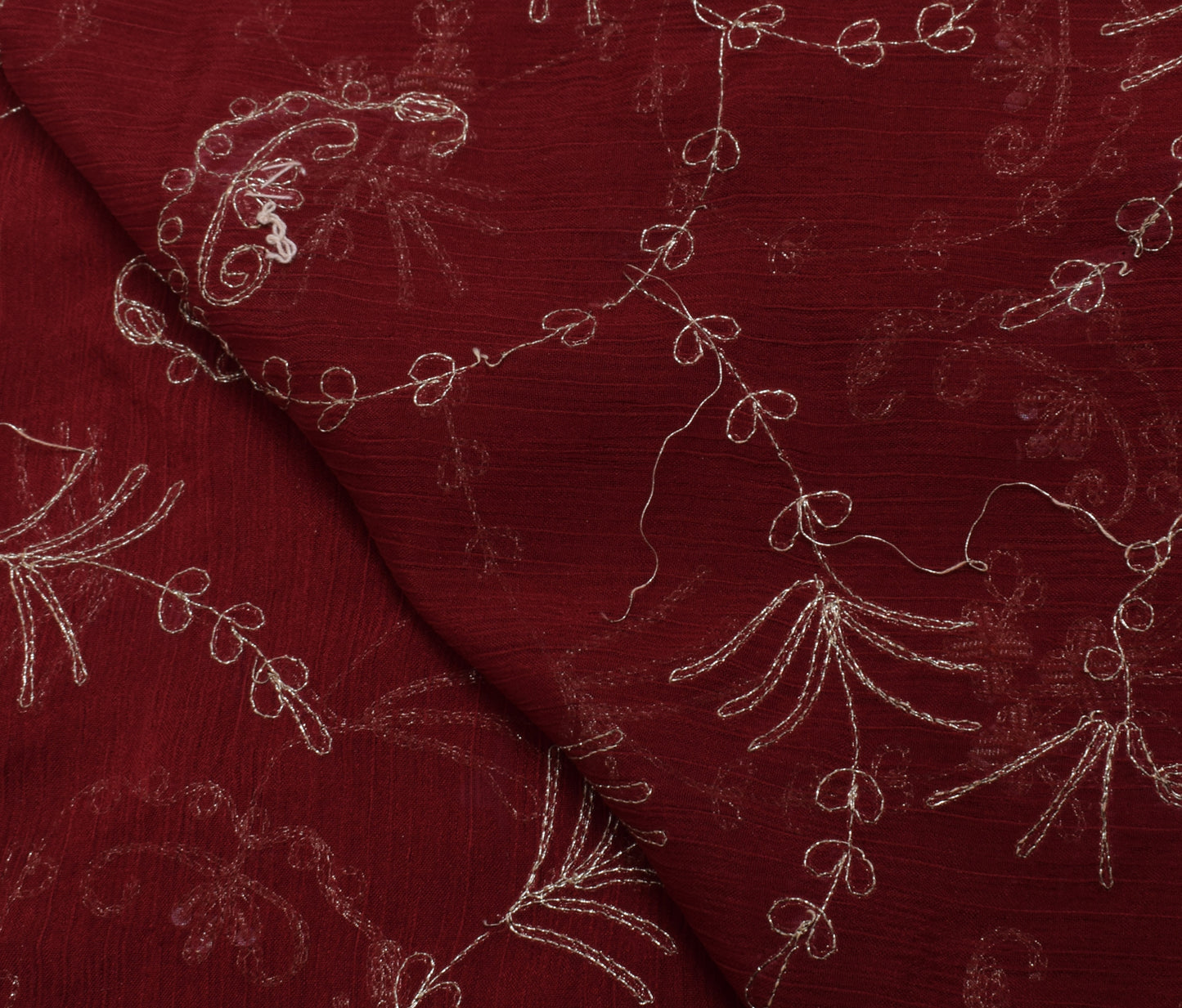Sushila Vintage Maroon Dupatta Blend Chiffon Silk Embroidered Long Stole Veil