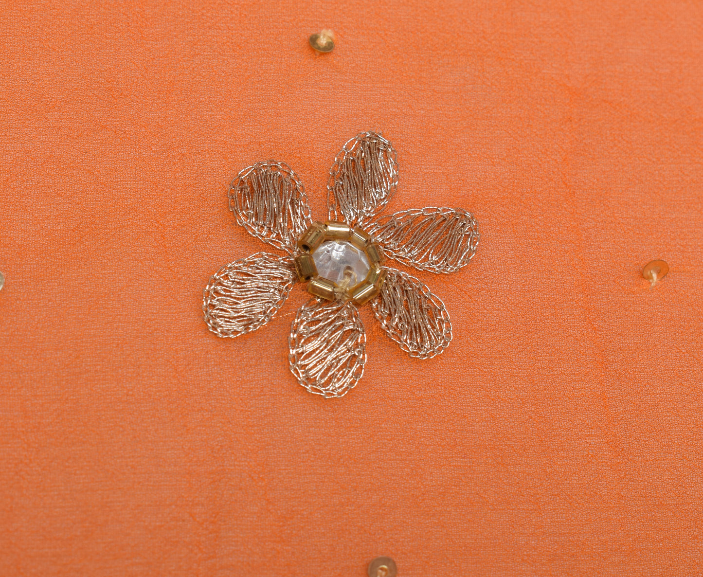 Sushila Vintage Orange Dupatta Pure Georgette Silk Embroidered Long Stole Veil