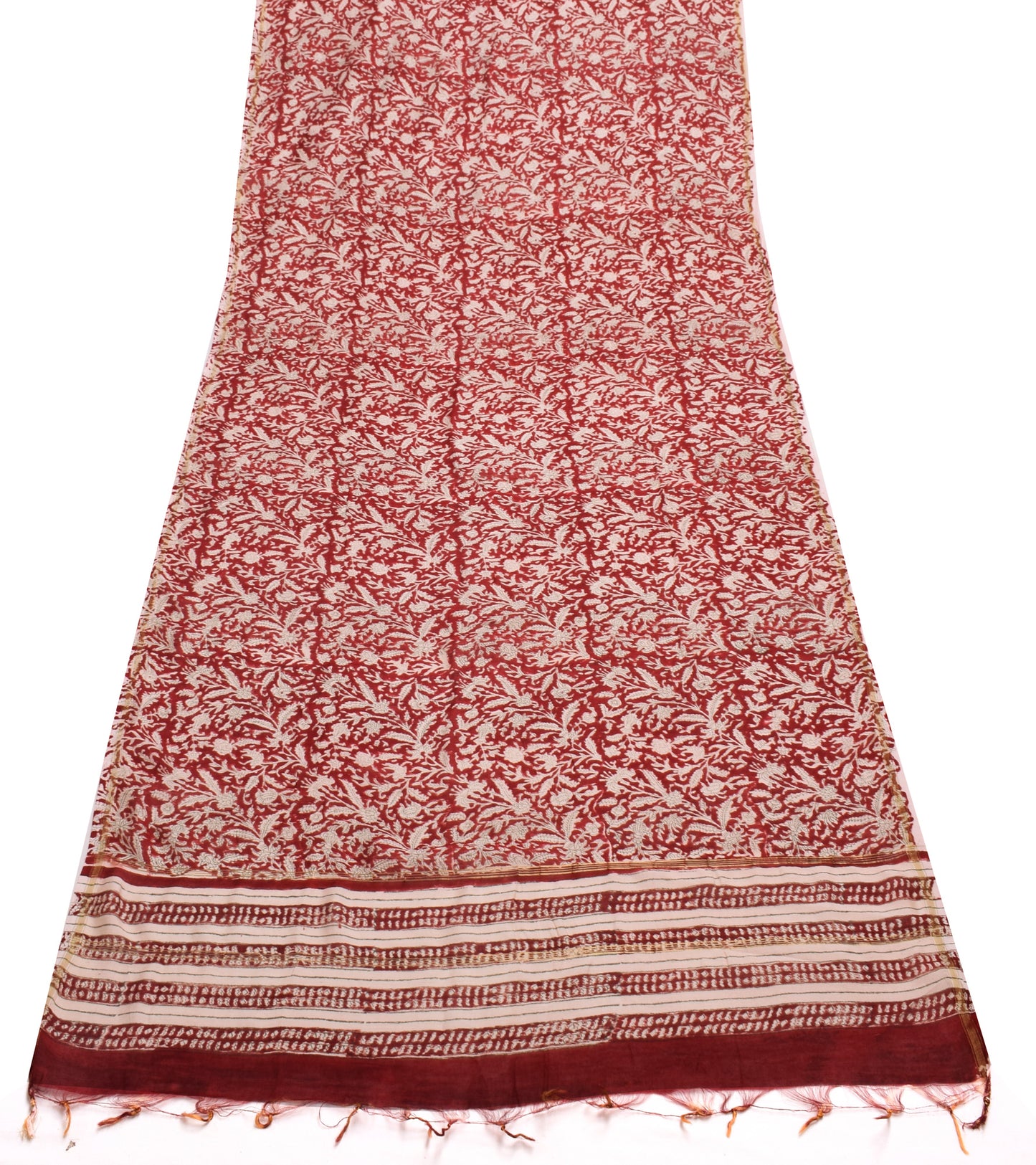 Sushila Vintage Red Dupatta 100% Pure Cotton Ajrakh Printed Long Stole Veil Weap