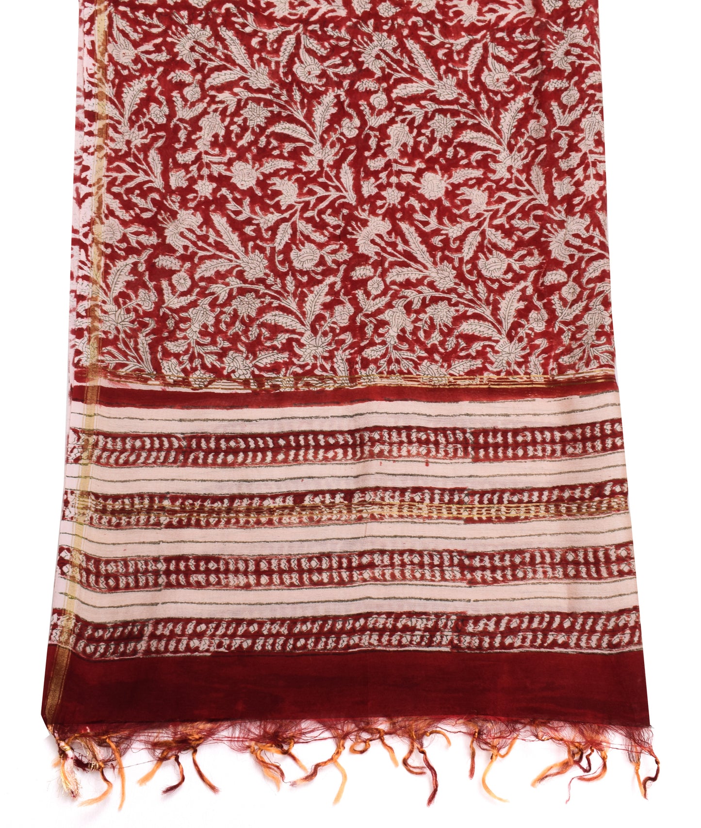 Sushila Vintage Red Dupatta 100% Pure Cotton Ajrakh Printed Long Stole Veil Weap