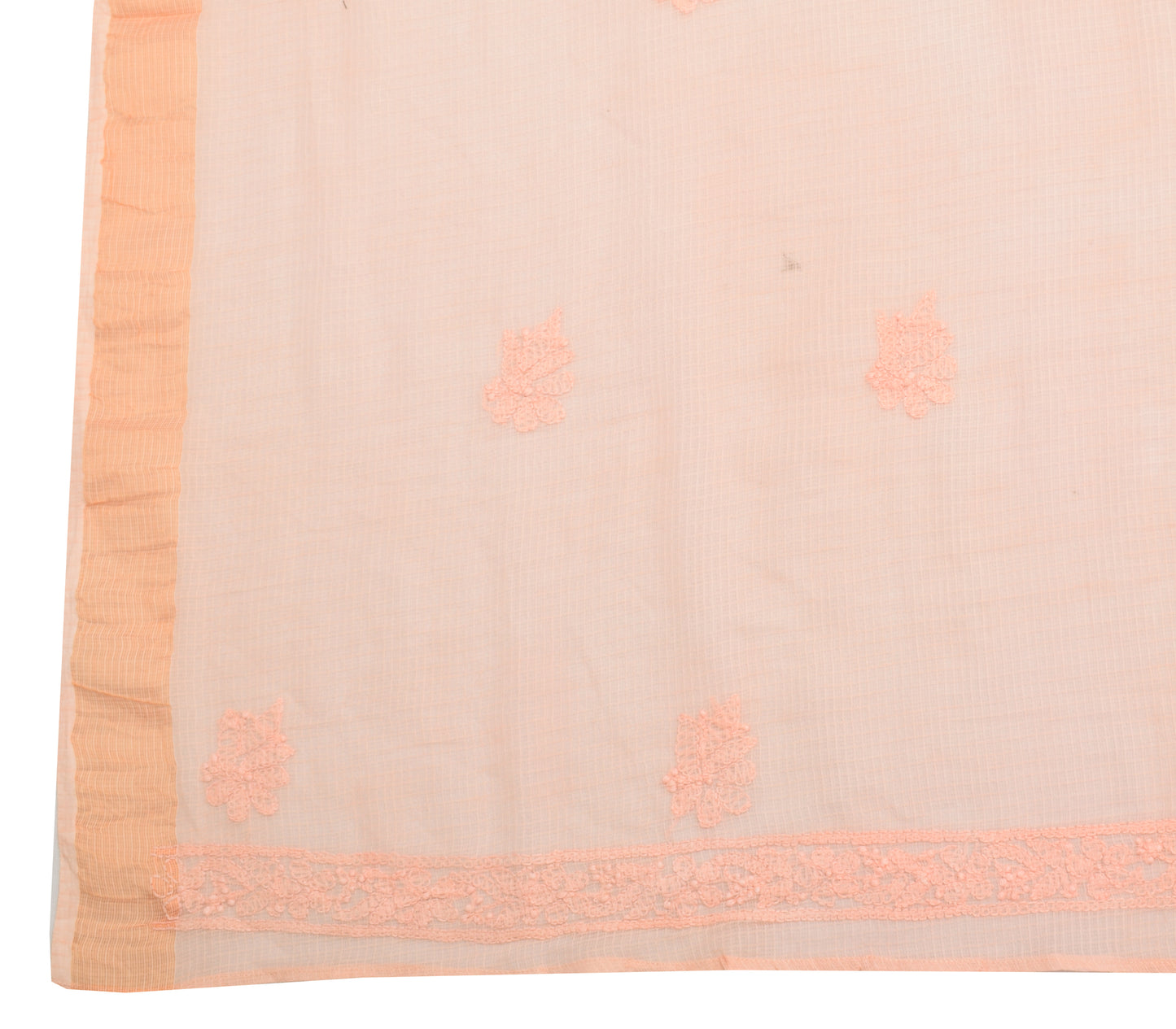 Sushila Vintage Peach Dupatta 100% Pure Cotton Chikankari Embroidered Long Stole