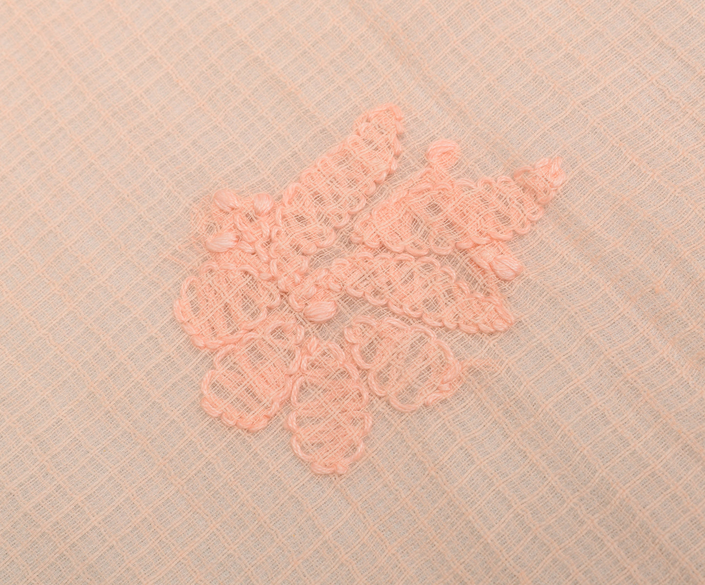 Sushila Vintage Peach Dupatta 100% Pure Cotton Chikankari Embroidered Long Stole