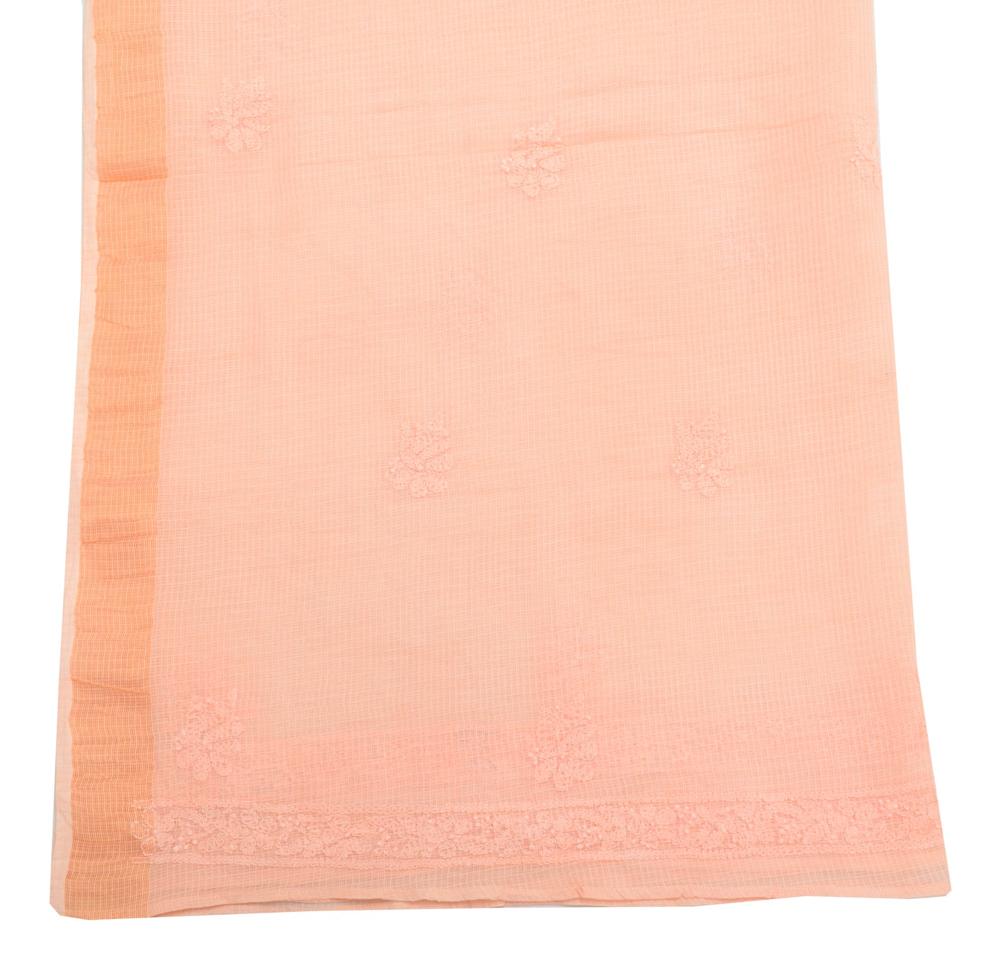 Sushila Vintage Peach Dupatta 100% Pure Cotton Chikankari Embroidered Long Stole