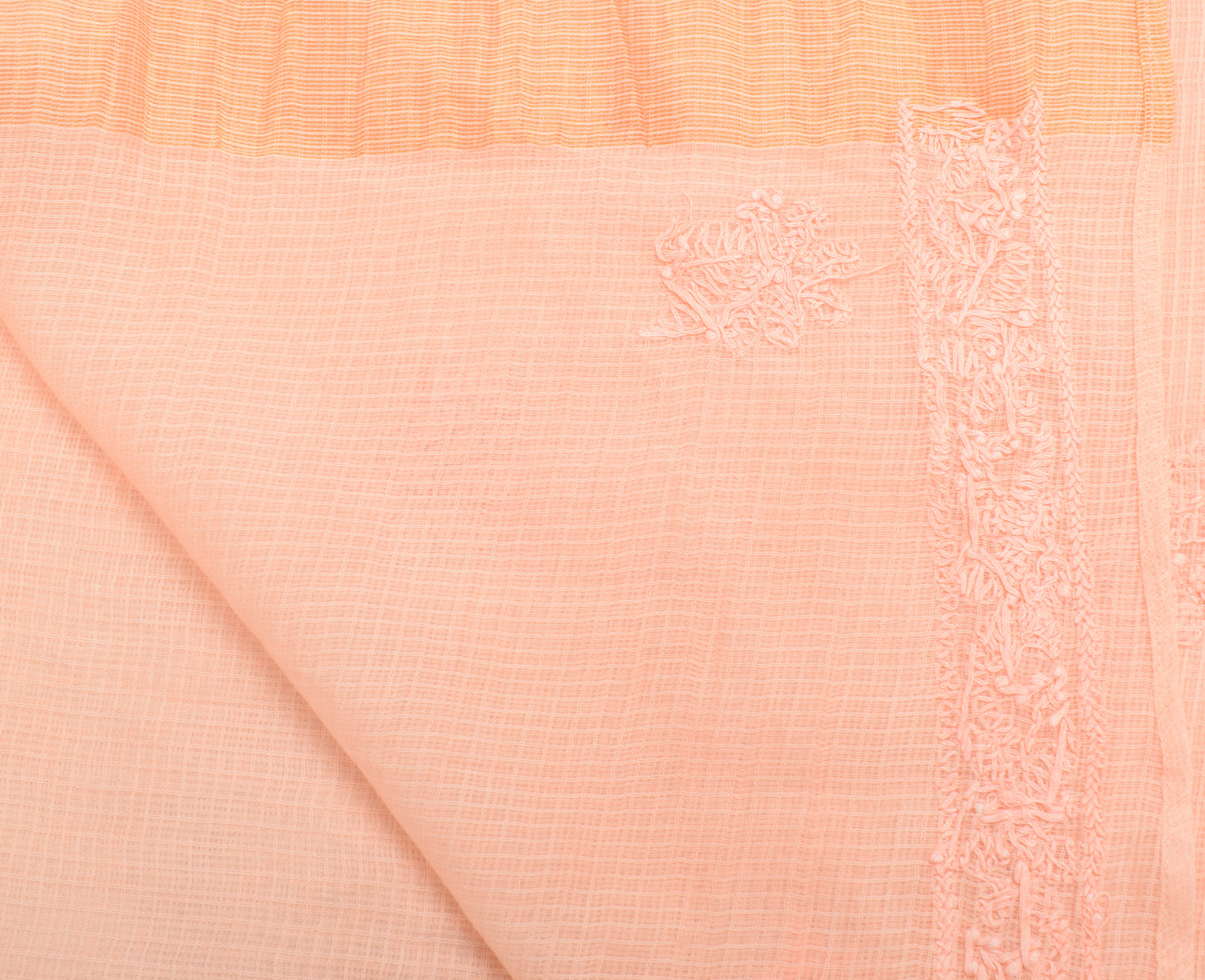 Sushila Vintage Peach Dupatta 100% Pure Cotton Chikankari Embroidered Long Stole