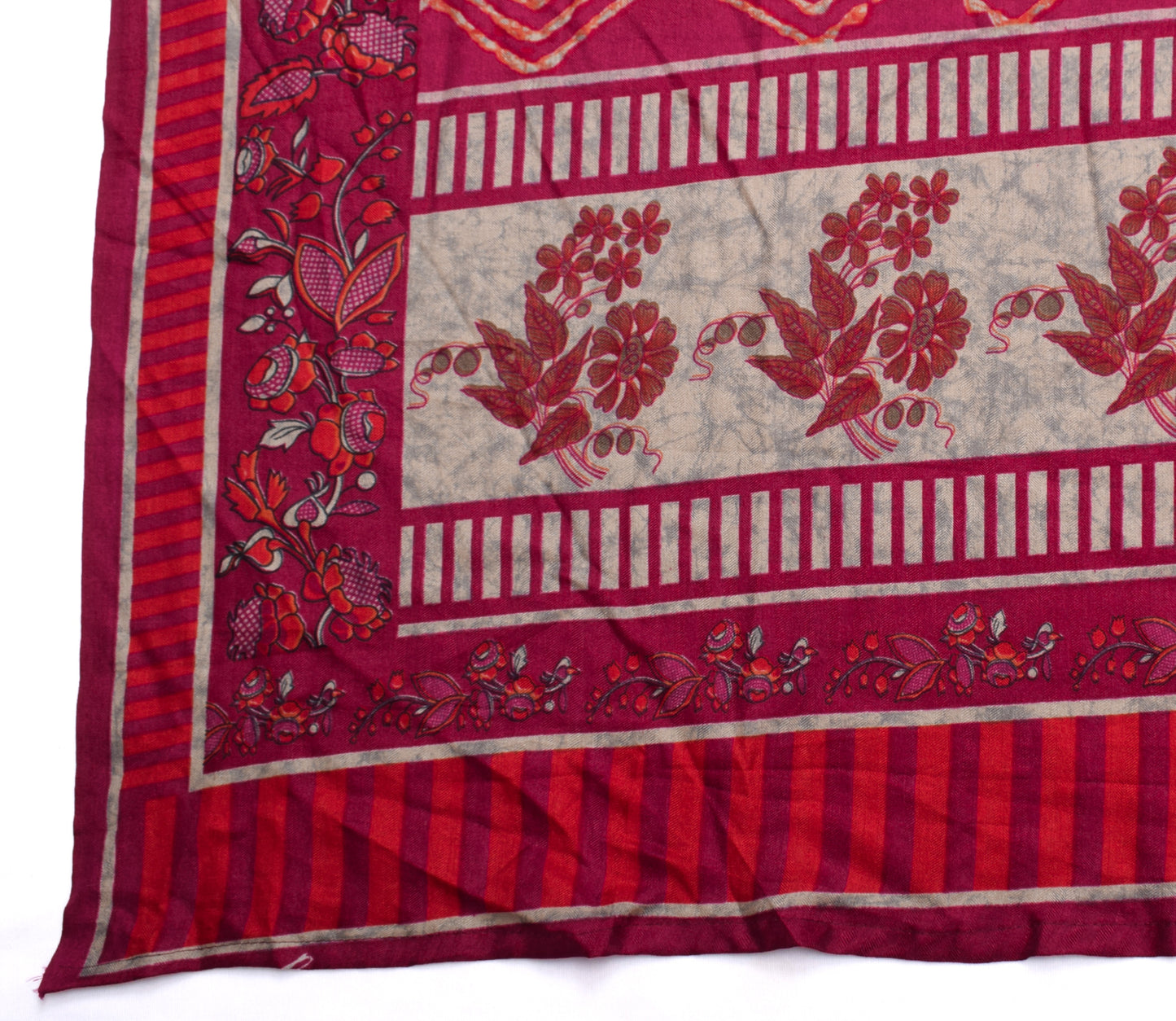 Sushila Vintage Maroon Indian Dupatta Blend Silk Printed Long Stole Veil Scarves