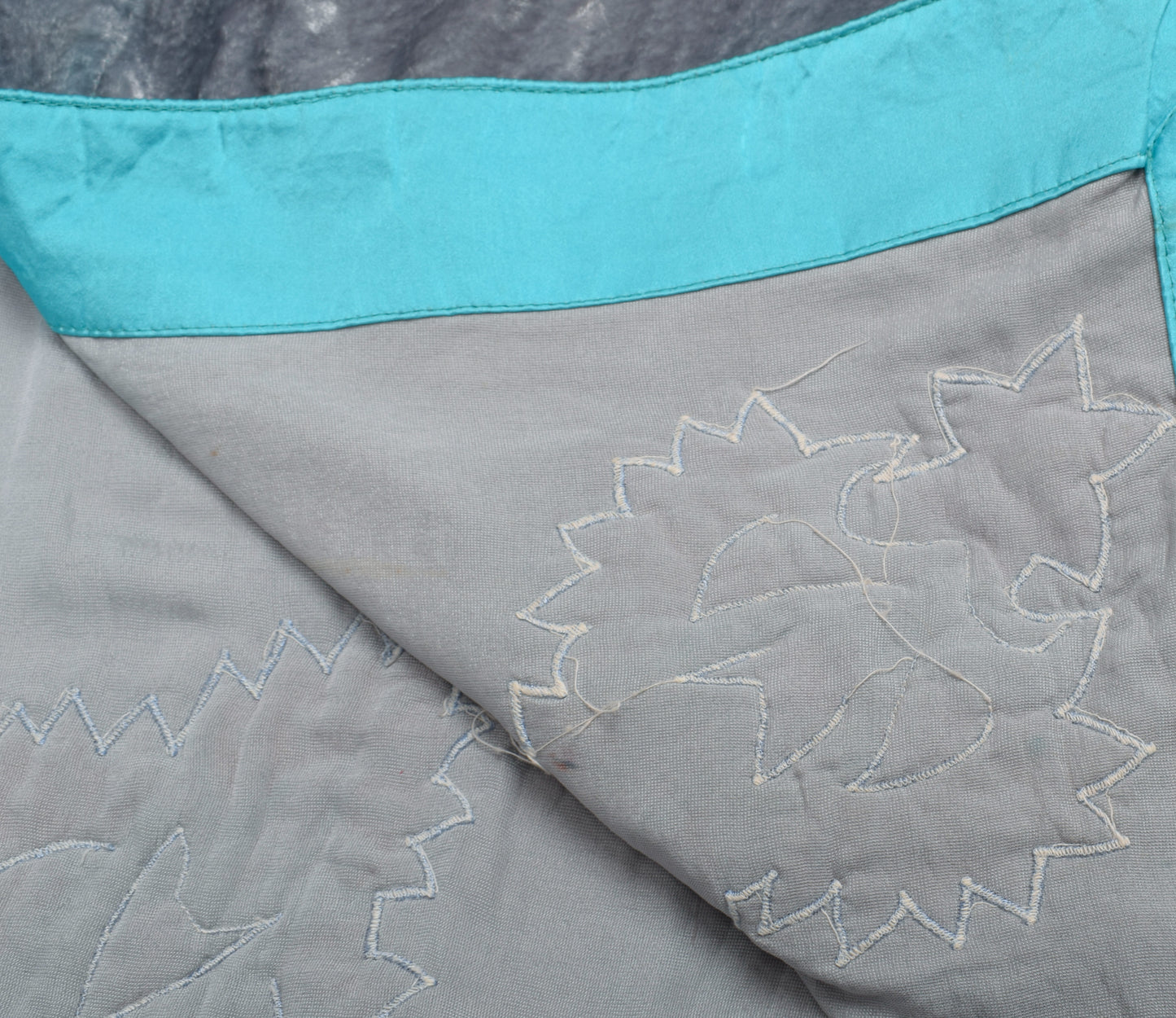 Sushila Vintage Gray Dupatta Pure Velvet Applique Work Long Stole Scarves Wrap