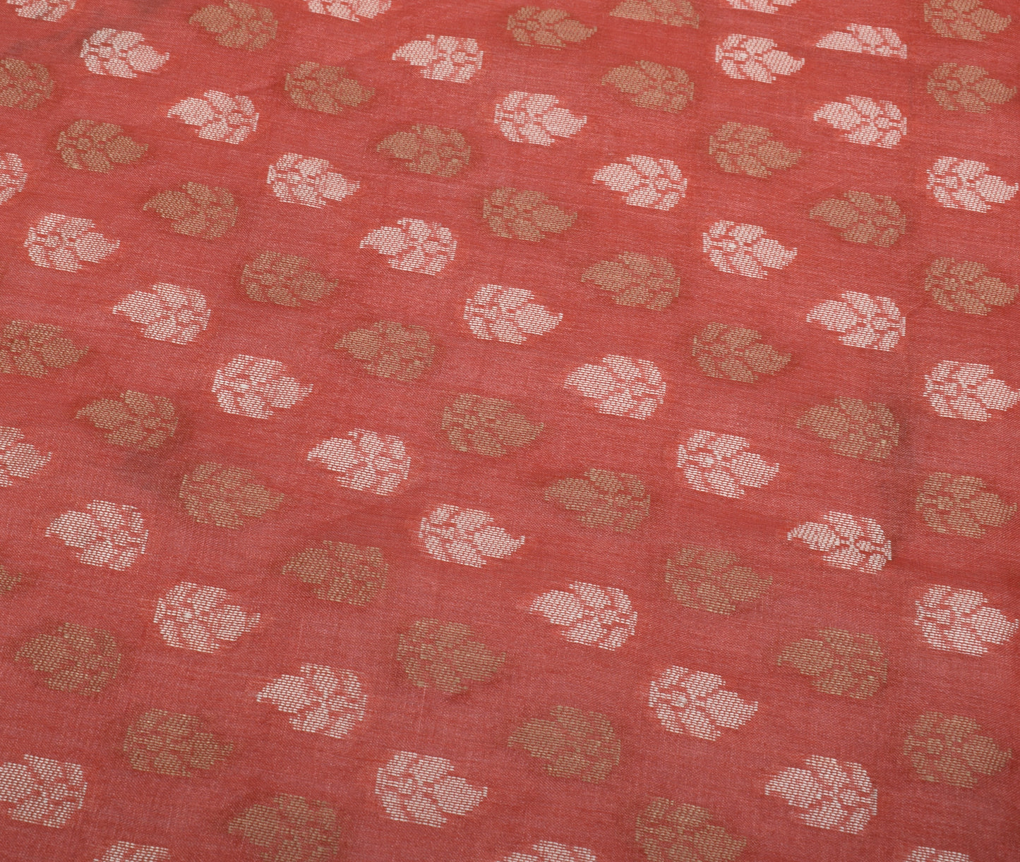 Sushila Vintage Red Dupatta 100% Pure Silk All Over Woven Floral Long Stole
