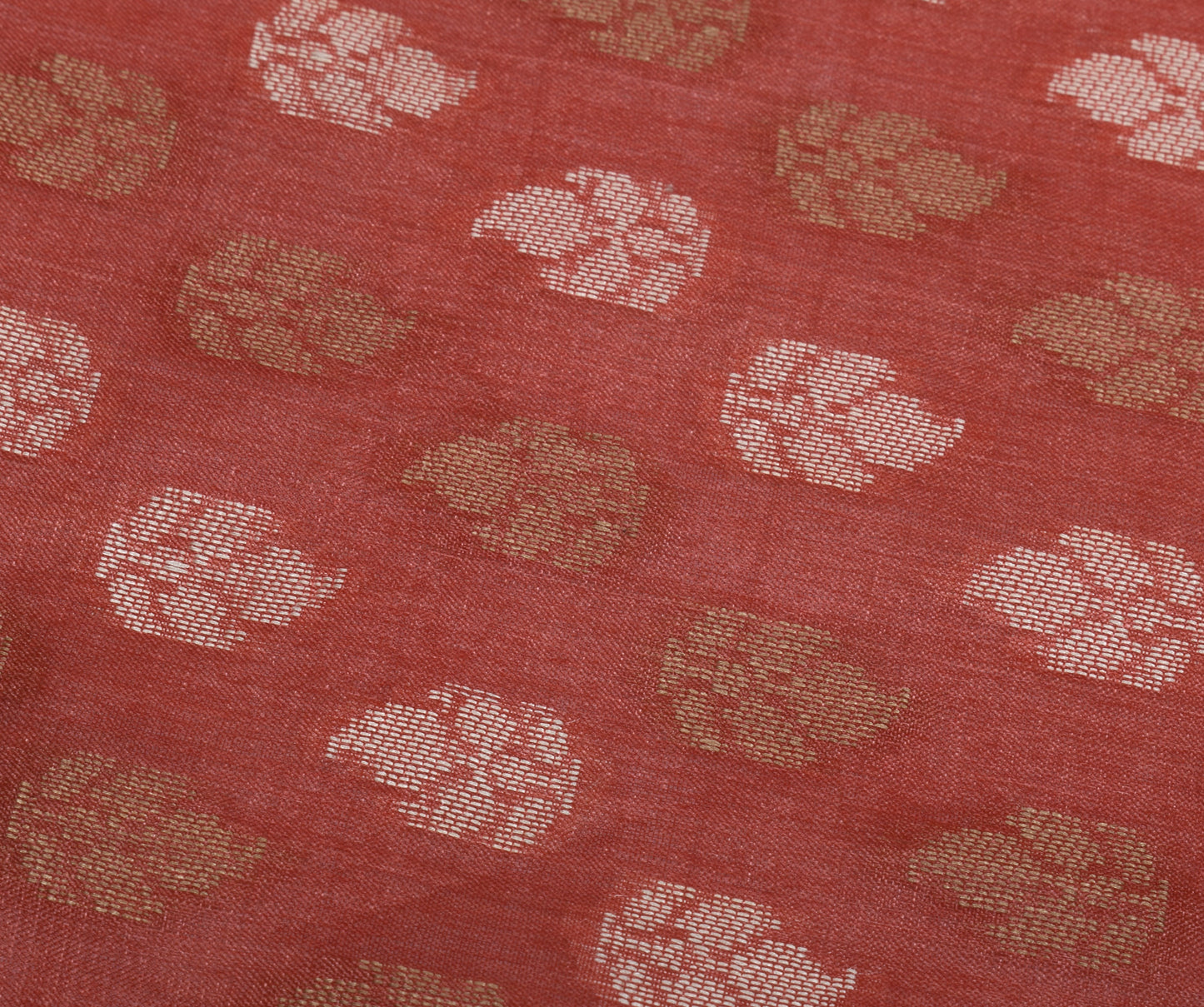 Sushila Vintage Red Dupatta 100% Pure Silk All Over Woven Floral Long Stole