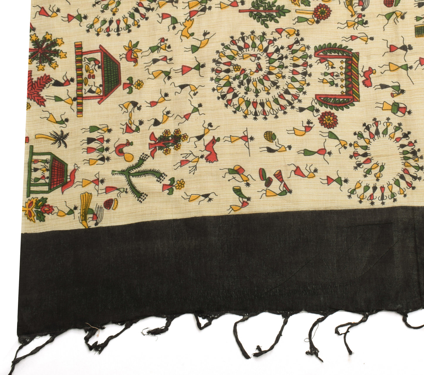Sushila Vintage Cream Dupatta 100% Pure Cotton Bhagalpuri Printed Long Stole