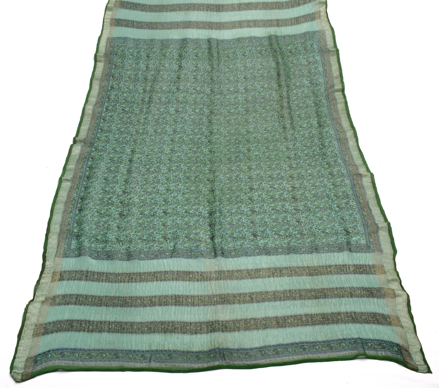 Sushila Vintage Green Dupatta 100% Pure Georgette Silk  Printed Long Stole Veil