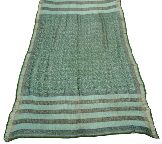 Sushila Vintage Green Dupatta 100% Pure Georgette Silk  Printed Long Stole Veil