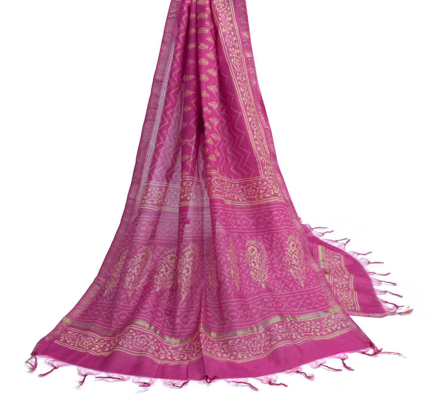 Sushila Vintage Pink Dupatta 100% Pure Cotton Hand Block Printed Long Stole Wrap