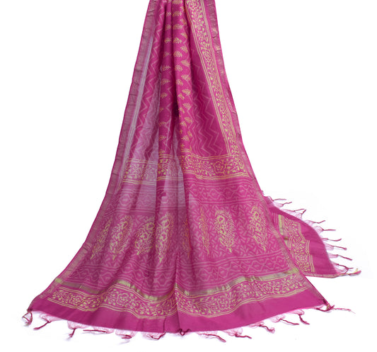 Sushila Vintage Pink Dupatta 100% Pure Cotton Hand Block Printed Long Stole Wrap
