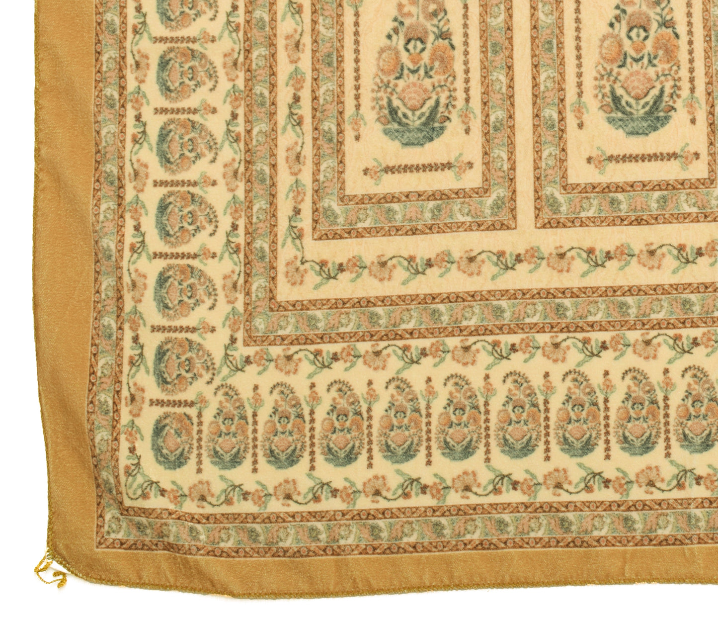 Sushila Vintage Yellow Indian Dupatta Velvet Printed Floral Long Stole Hijab