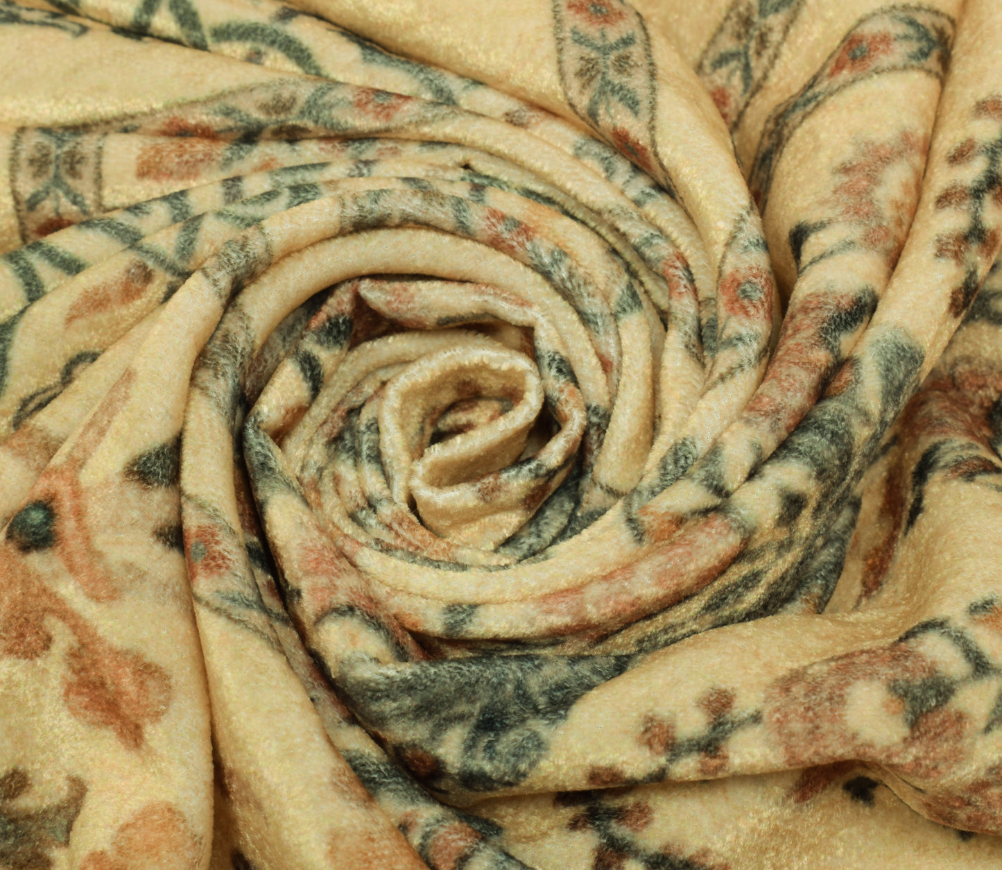 Sushila Vintage Yellow Indian Dupatta Velvet Printed Floral Long Stole Hijab