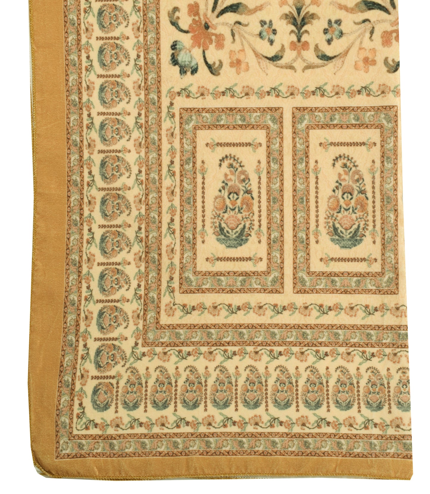 Sushila Vintage Yellow Indian Dupatta Velvet Printed Floral Long Stole Hijab