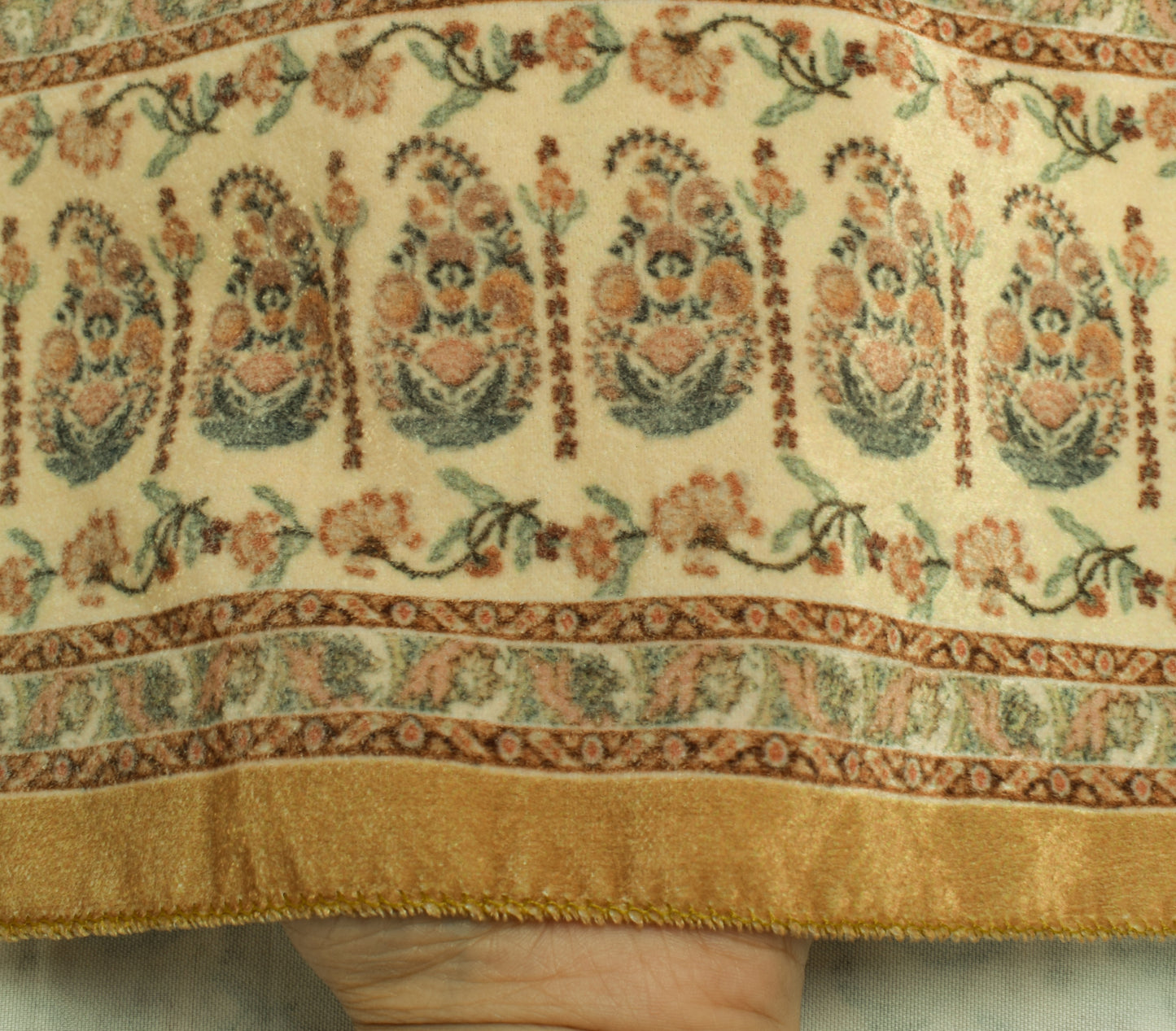 Sushila Vintage Yellow Indian Dupatta Velvet Printed Floral Long Stole Hijab