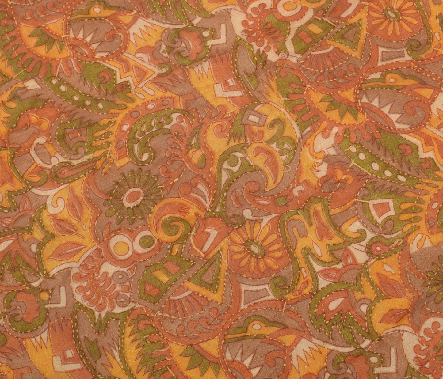 Sushila Vintage Indian Dupatta Blend Silk Hand Embroidered Kantha Long Stole