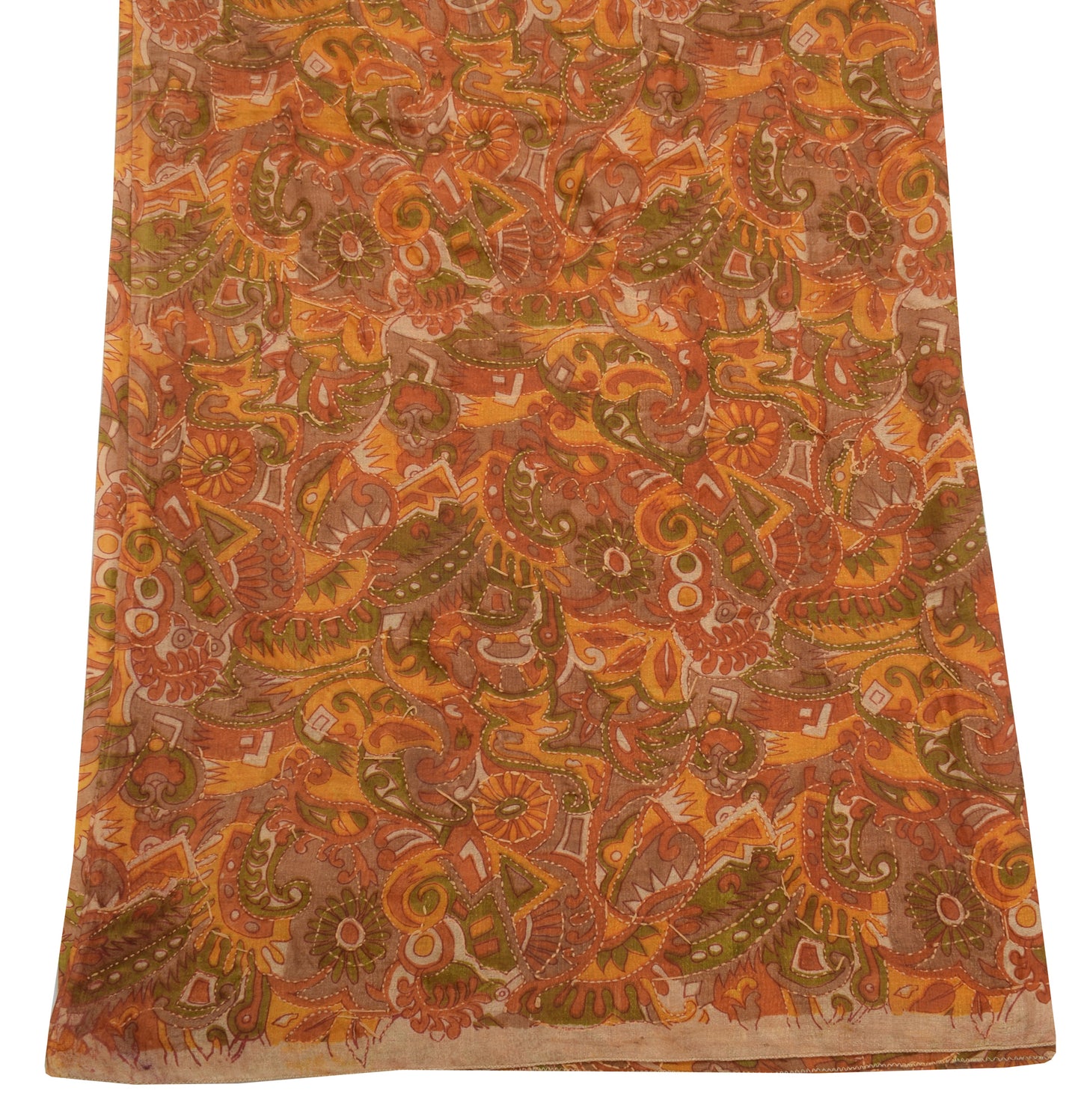 Sushila Vintage Indian Dupatta Blend Silk Hand Embroidered Kantha Long Stole