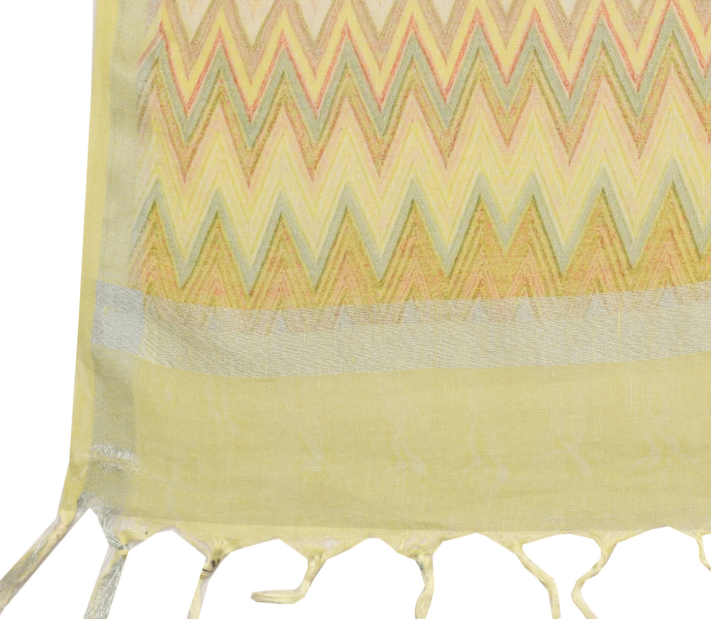 Sushila Vintage Light Yellow Dupatta 100% Pure Cotton Woven Long Stole Hijab