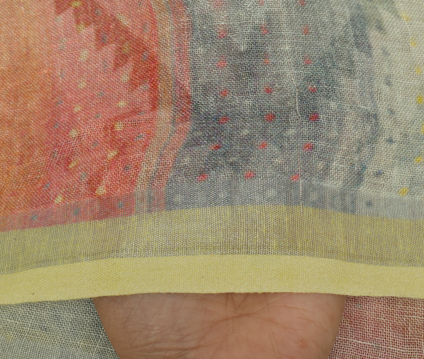 Sushila Vintage Light Yellow Dupatta 100% Pure Cotton Woven Long Stole Hijab